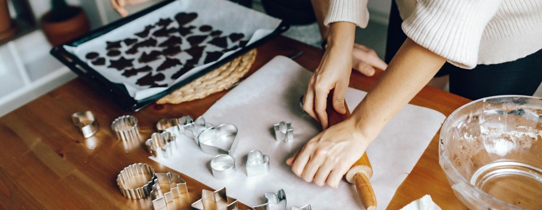 a person baking cookies