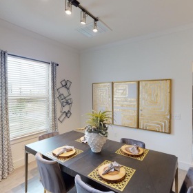 Redefined spaces to match your style a dining room with a table and chairs