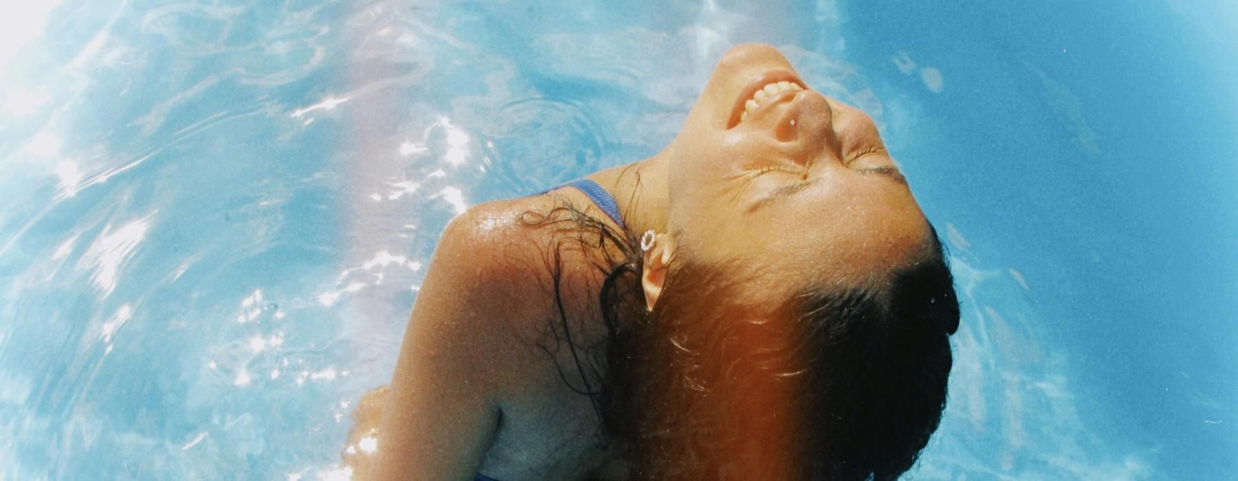 a person in a pool